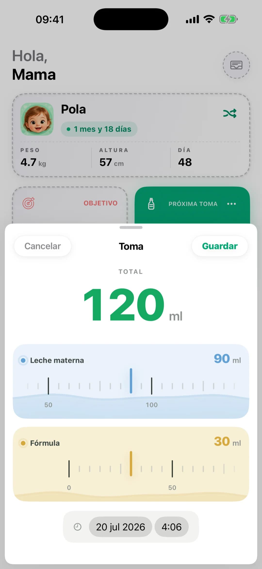 Ventana de tomas de Pola — registra una toma rápidamente